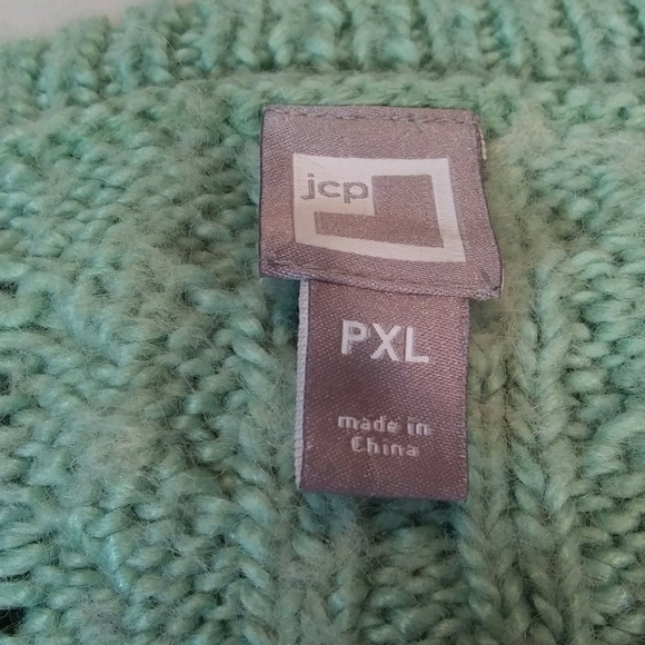 JCP Cable-knit Turquoise Cropped Women's Sweater Size PXL Pullover - Picture 7 of 14